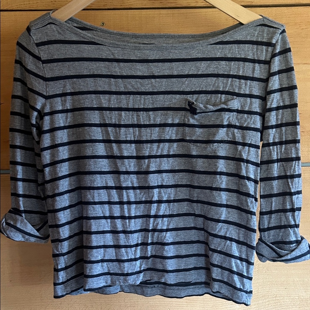 Abercrombie & Fitch Blue and Gray Striped Shirt